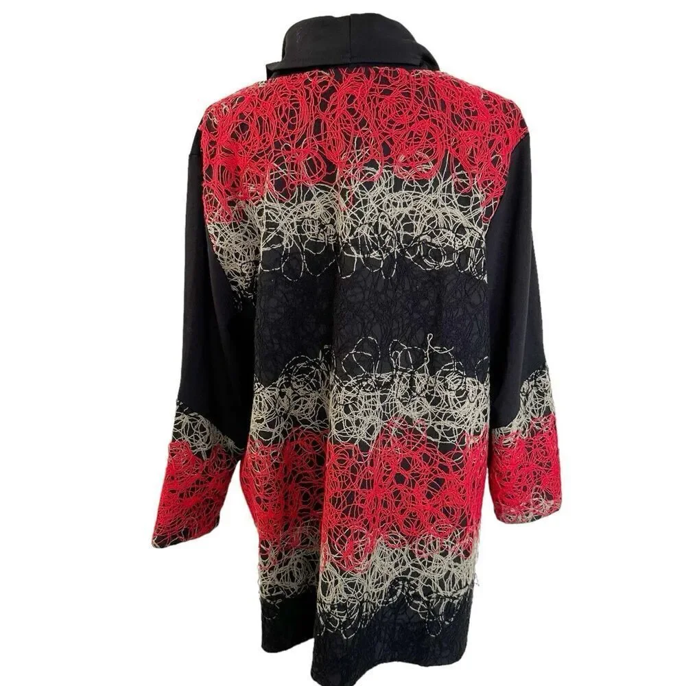 Ali Miles Womens Cowl Neck Sweater Top Size XL Artsy Art To Wear Yarn‎ Details